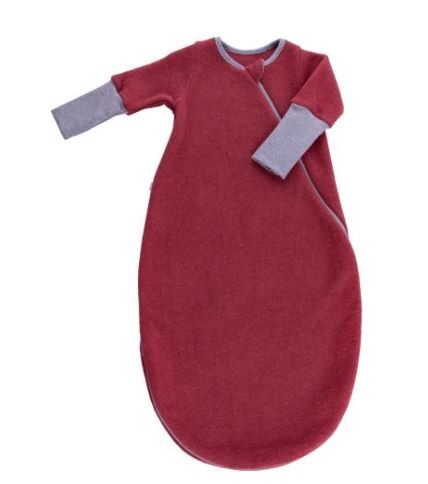 Schlafsack langarm, Baumwollfleece GOTS Maroon