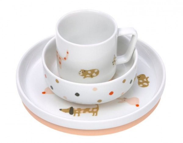 Kindergeschirr Set Porzellan Hund Orange