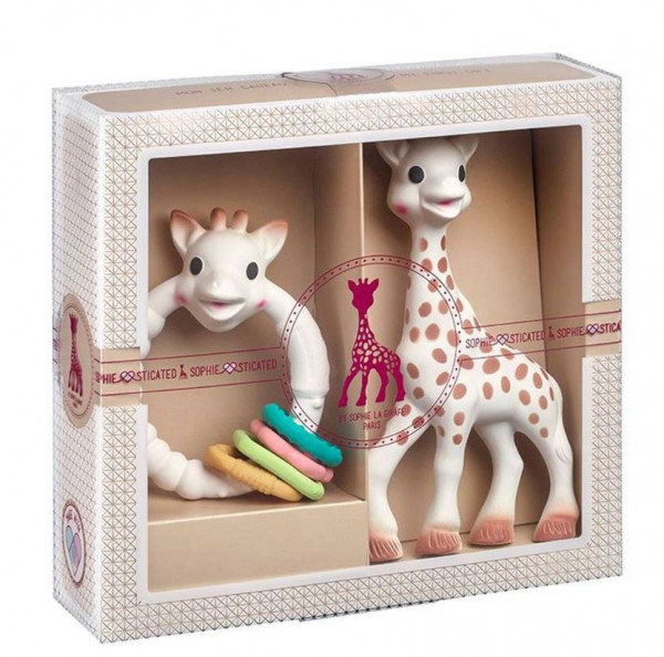 Willkommensgrüß Set Giraffe und Beißring Bunt