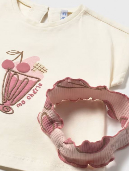 Kurzarmshirt mit Haarreifen Kirsche
