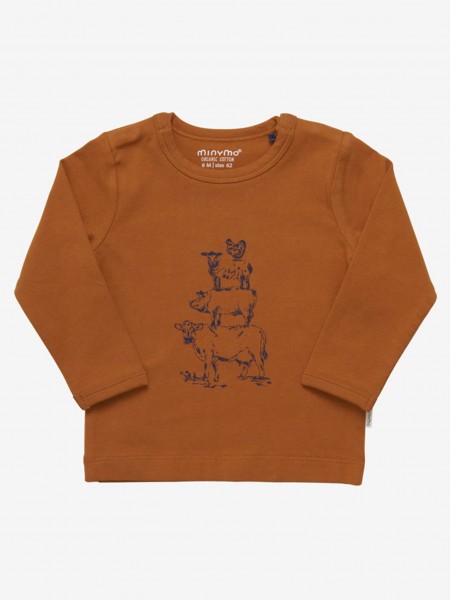 T-shirt langarm GOTS, bombay brown
