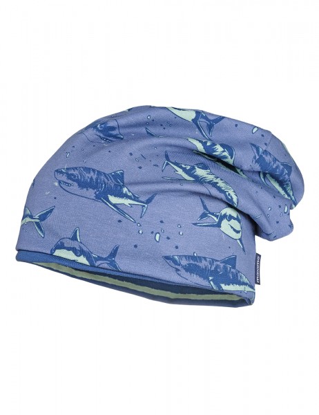 Wende-Beanie Jersey UV 50+, blau