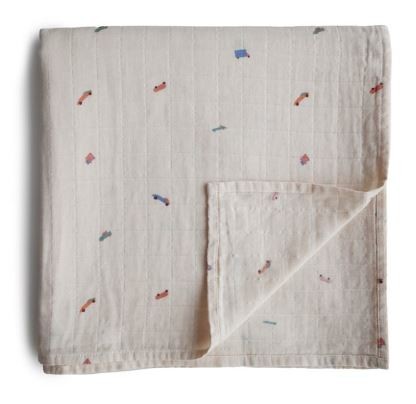 Musselin Swaddle 120x120, 100% Biobaumwolle, retro cars