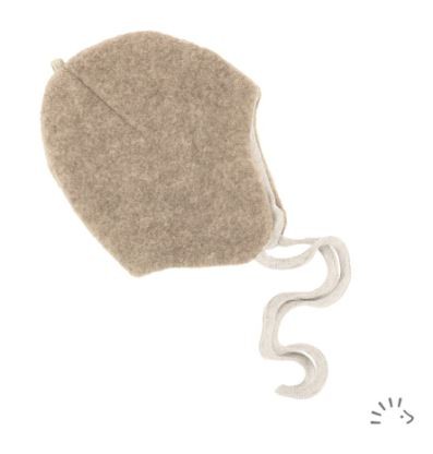Wollmütze mit Bindeband, Beige