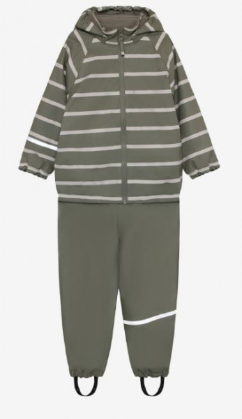 Regenanzug Fleece Moos/Streifen