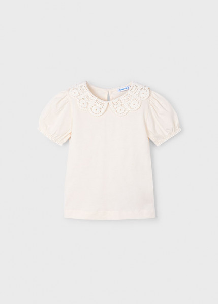 T-Shirt Häkelkragen, knochen