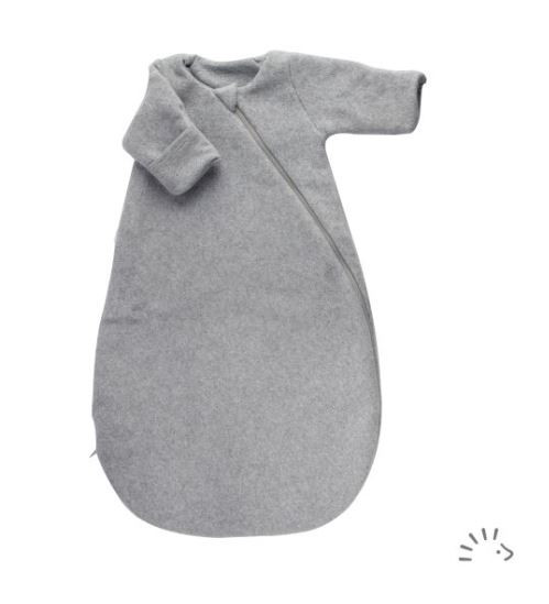 Newborn-Schlafsack langarm, Baumwollfleece GOTS Grau
