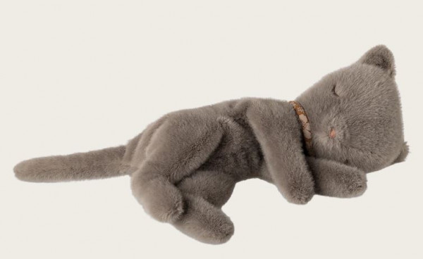 Schlafender Plüsch Katze Grau