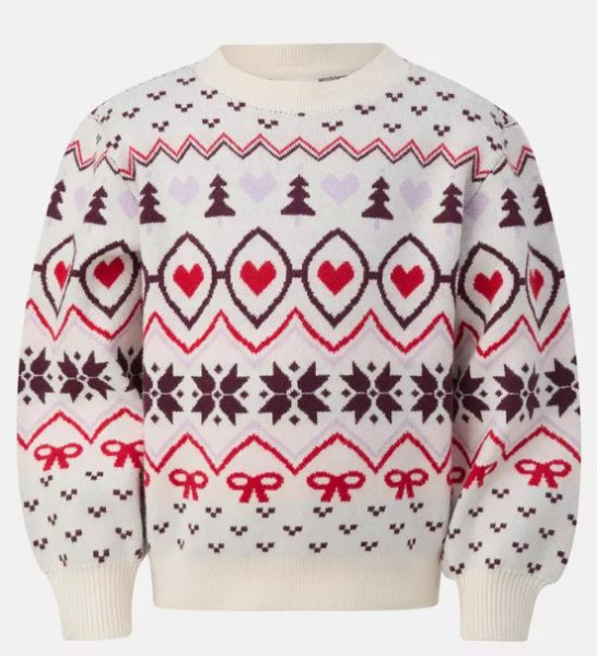 Strickpullover Weihnachten pink/beige