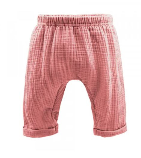 GOTS Baby Krempelhose Musselin rose