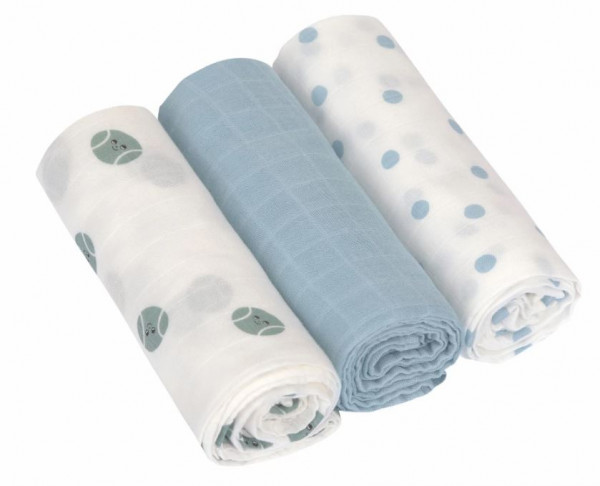 Mulltüch L 3er Set 80x80 Himmelblau