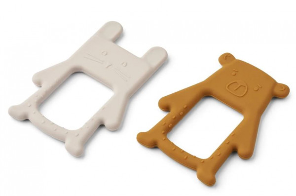 Jonathan Klassischer Beißring, 2er Pack, Sandy/Golden Caramel