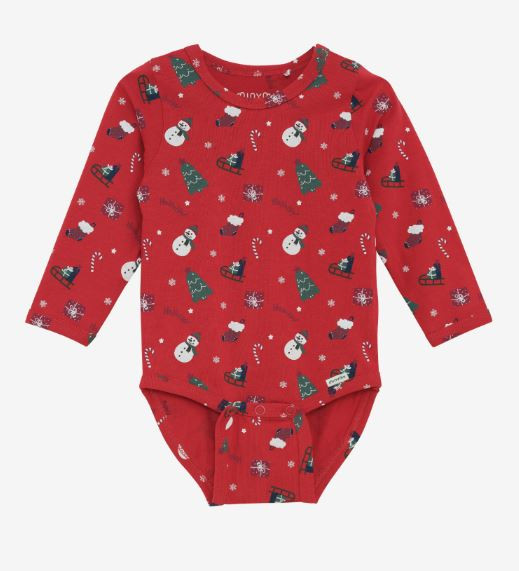 Langarmbody Weihnachten Rot