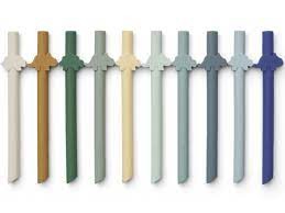Silikon-Strohhalme 10-pack, Dino Surf Blue Multi mix