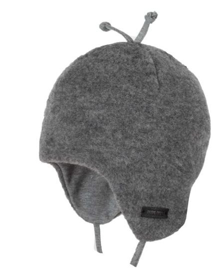Wollmütze Gots Organic, mit Bindeband, 100% Merino Wolle, grau