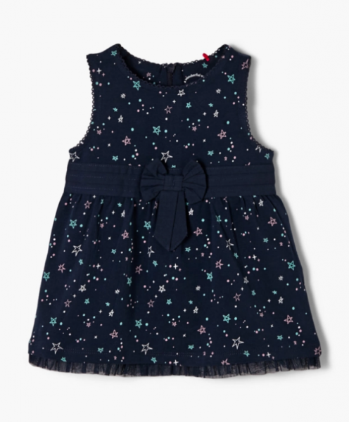 Kleid mit Mesh-Blende, navy