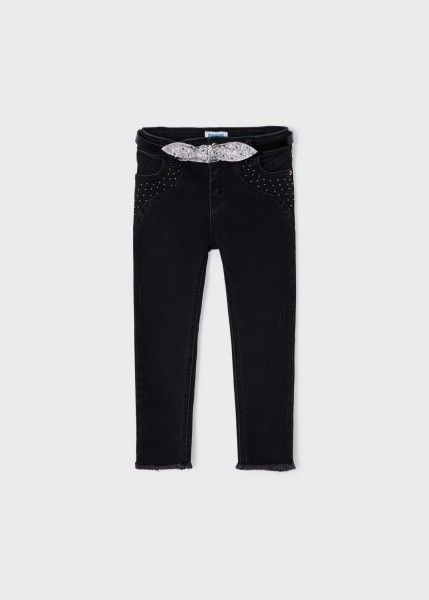 Lange Hose Gürtel, schwarz