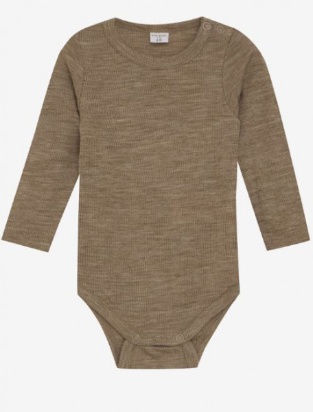 Langarmbody 100% Merino Wolle Braun
