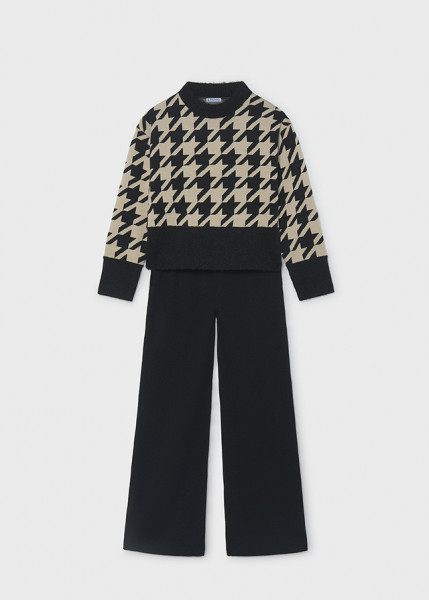 Set Hose Jacquard, schwarz