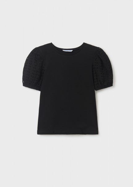 T-Shirt Perforierte Hülse, schwarz