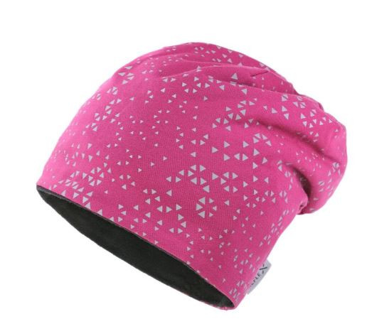 Kids Beanie Dreiecke Refleckt, Fleecefutter, Jersey Berry