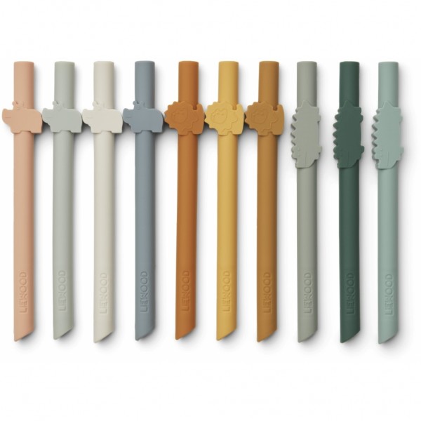 Silikon-Strohhalme 10-pack, safari mustard Multi mix