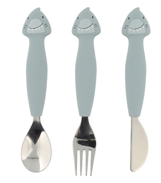 Kinderbesteck Set aus Silikon 3-teilig Mr. Shark