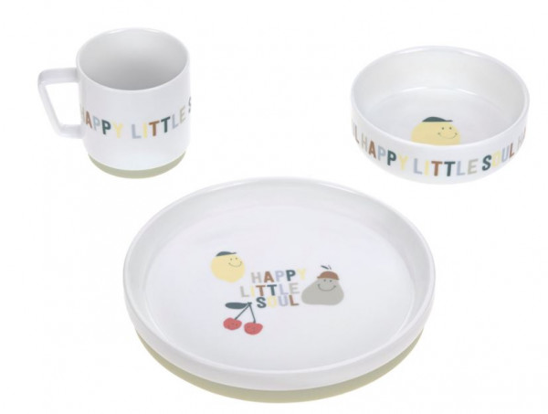 Kindergeschirr Set Porzellan Happy Fruits, Zitrone Kirsche