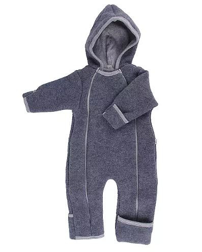 Baby Overall, GOTS Wollfleece, Grau