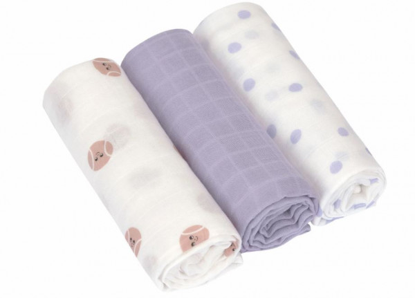 Mulltüch L 3er Set 80x80 Lila