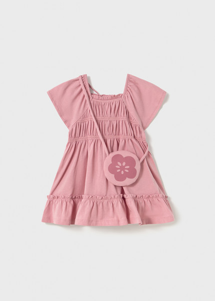 Kleid mit Tasche, rosé