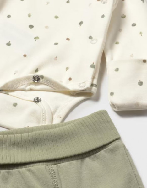 Langarmbody Beige/Grün