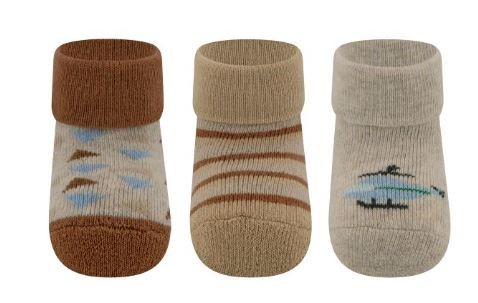 Babysocken 3er Pack, Hubschrauber, Hell caramel